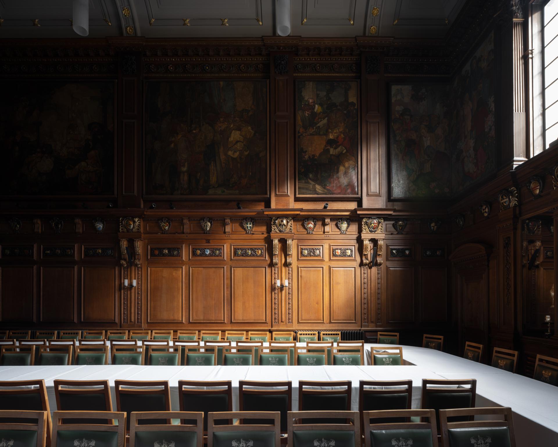 Carter Owers Studio reimagines the interiors of Skinners' Hall as 8½ London. 