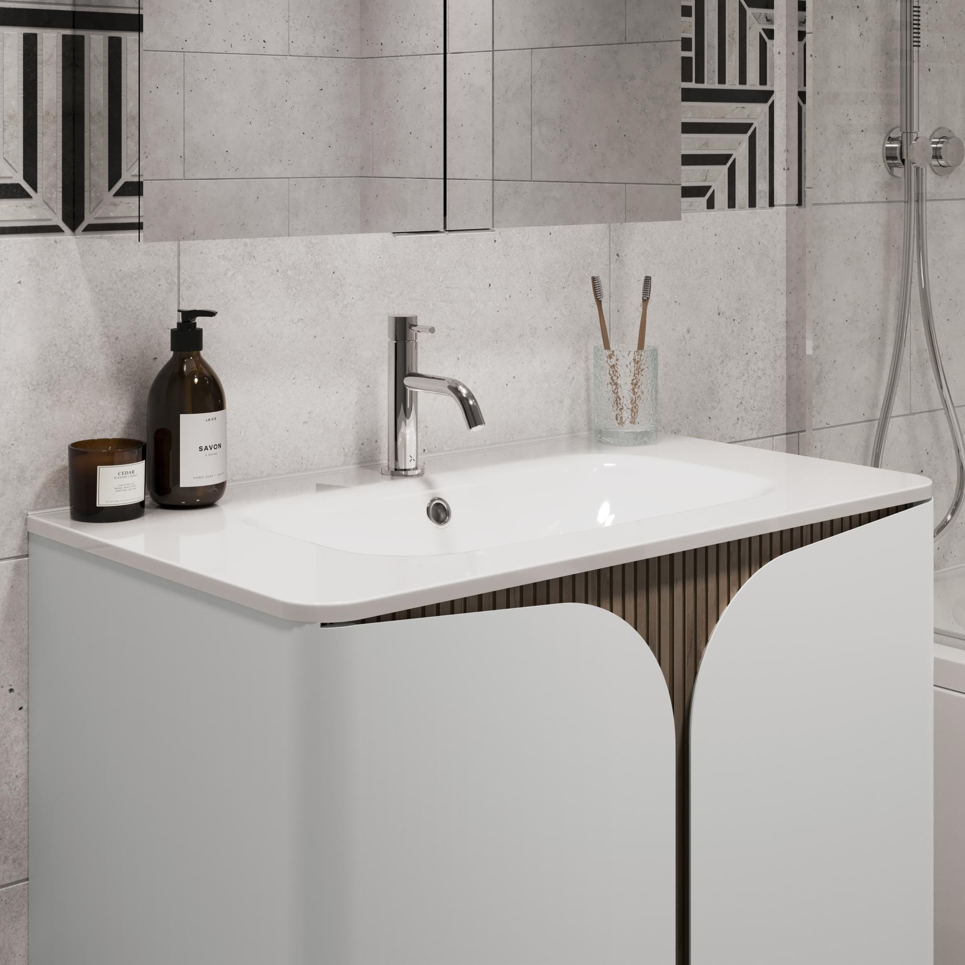 Discover Tambour: Crosswater's collection of fluted furniture for bathrooms.