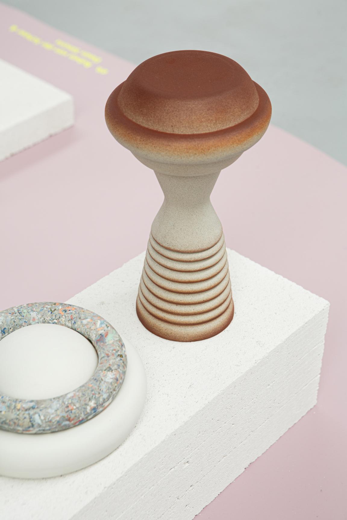 Craft in colour: Forbo’s Furniture Linoleum in Soft Lilac frames HOW&WOW at Dutch Design Week 2025.