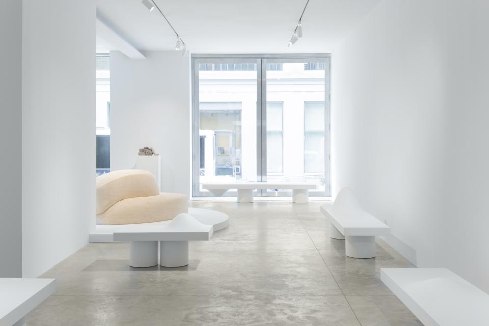Minimalist gallery showcasing Wendell Castle's organic furniture designs, highlighting innovative forms and elegant simplicity.