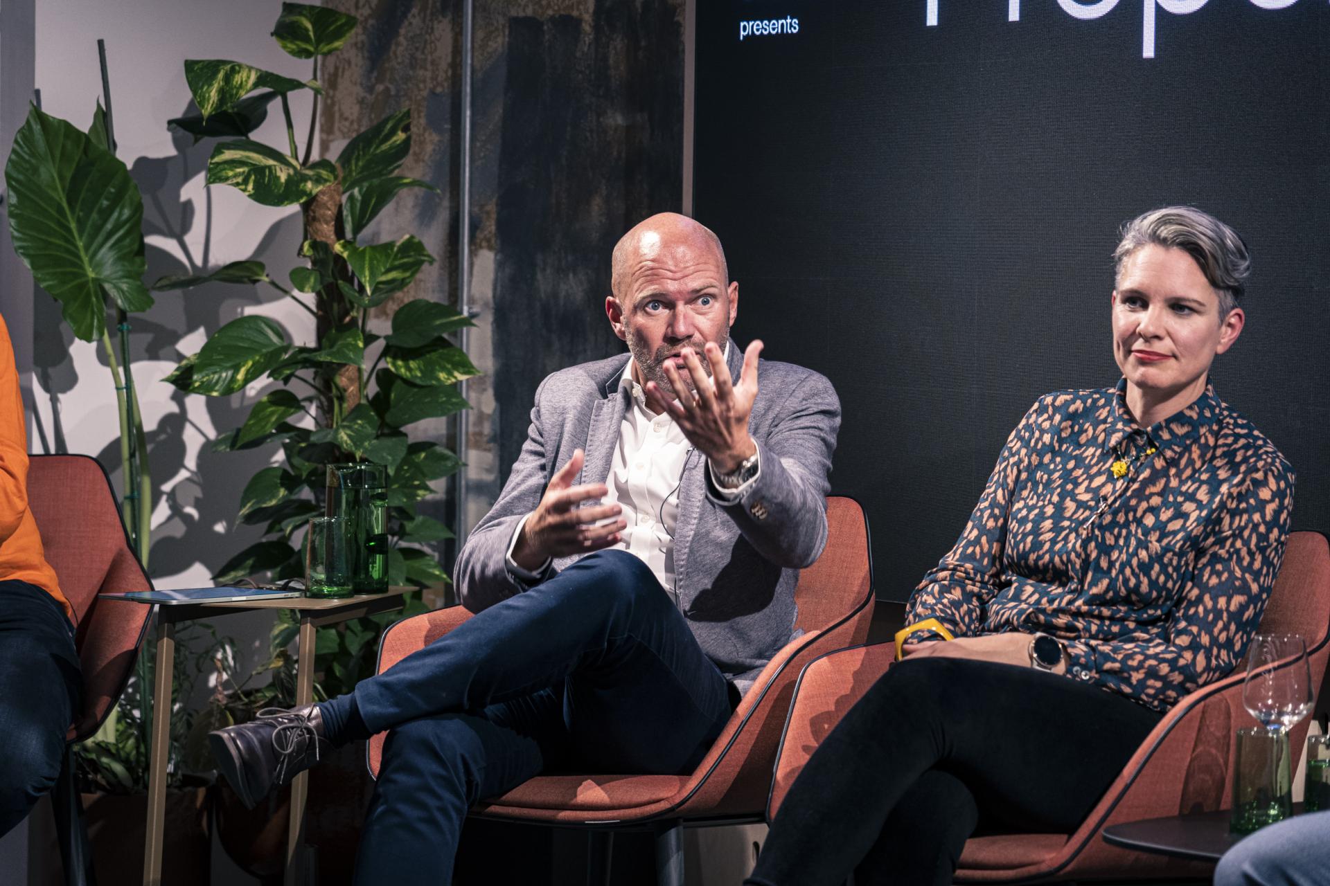 Panel discussion at Material Source Studio's Manchester Property Outlook, featuring industry experts sharing insights on real estate trends.