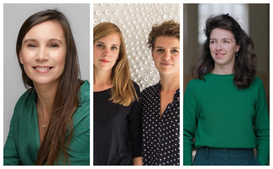 Portraits of design collective members highlighting biotechnologies in interiors and sensory experiences for restorative spaces.