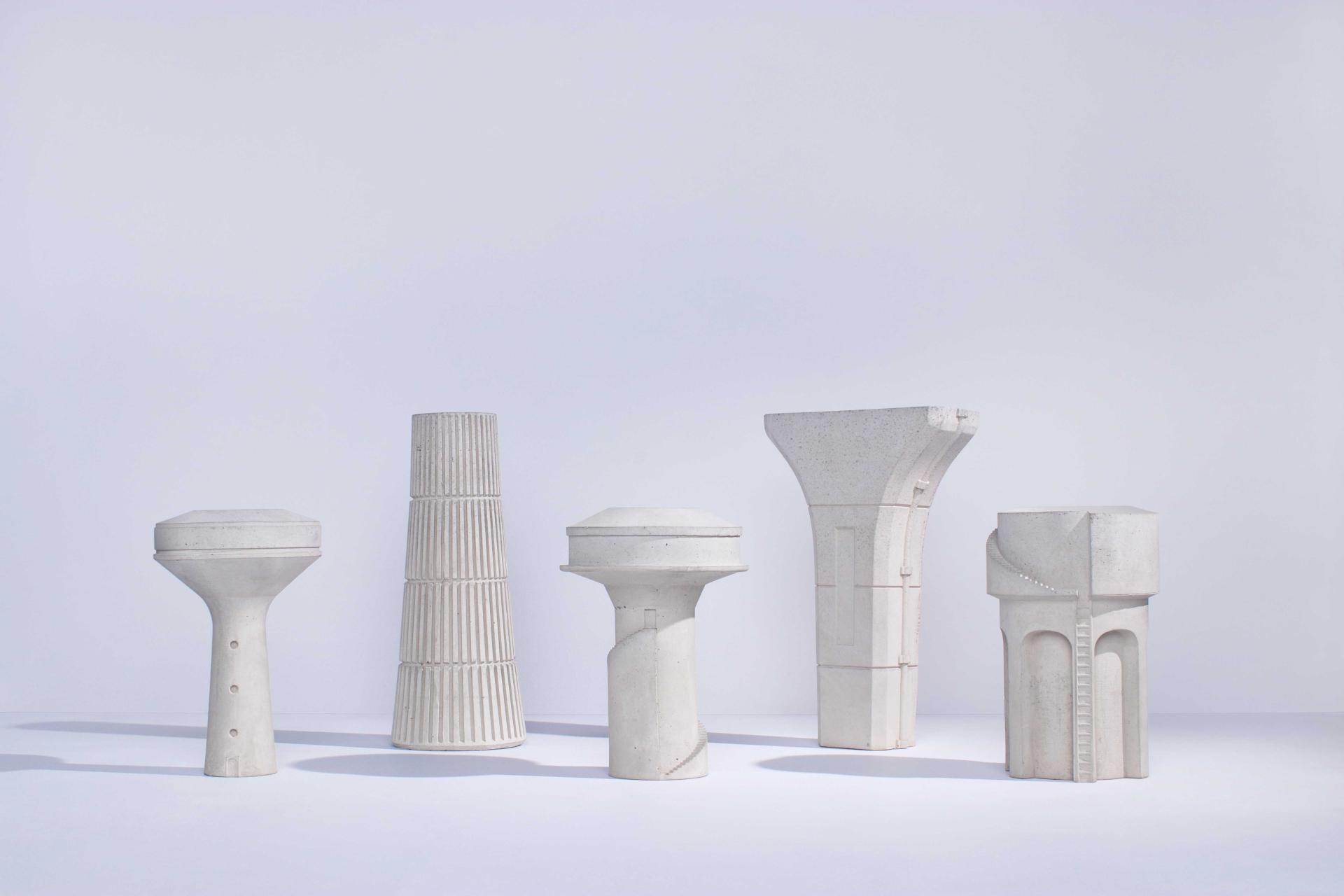 Concrete planters and vases from Tiipoi's Siment collection, showcasing modern architecture-inspired designs in India.