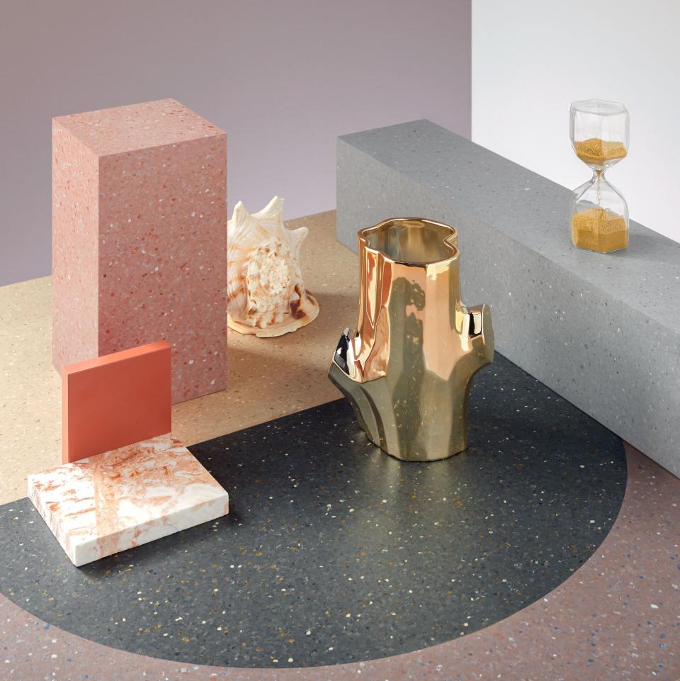 Homogeneous vinyl flooring samples in various colors and textures, showcasing Forbo's innovative design for healthcare environments.