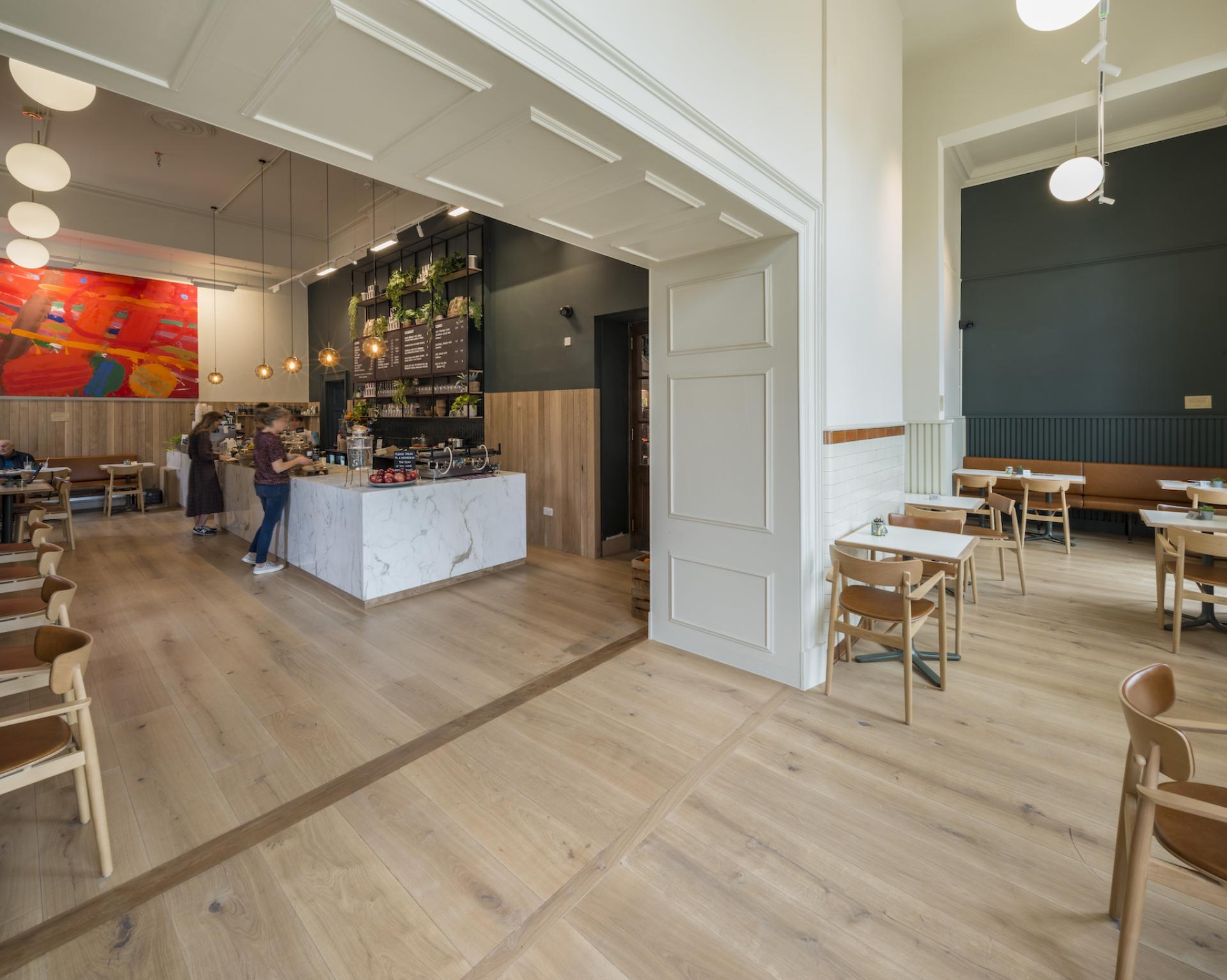 Bright and inviting interior of Spicer & Cole concession at RWA, featuring a stylish café space and modern decor.