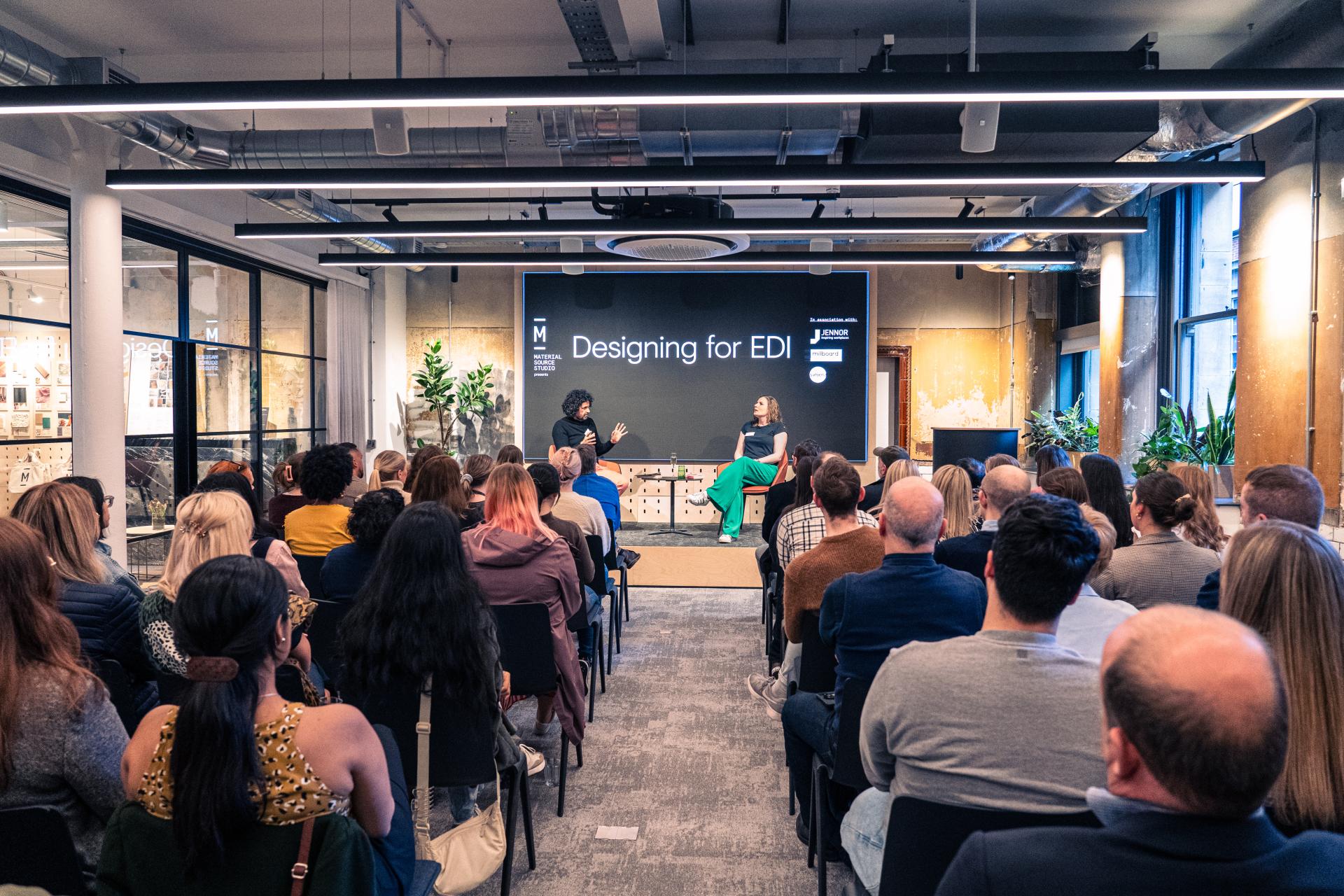 Dr. Stephanie Fitzgerald discusses designing for equity, diversity, and inclusion at Material Source Studio event.