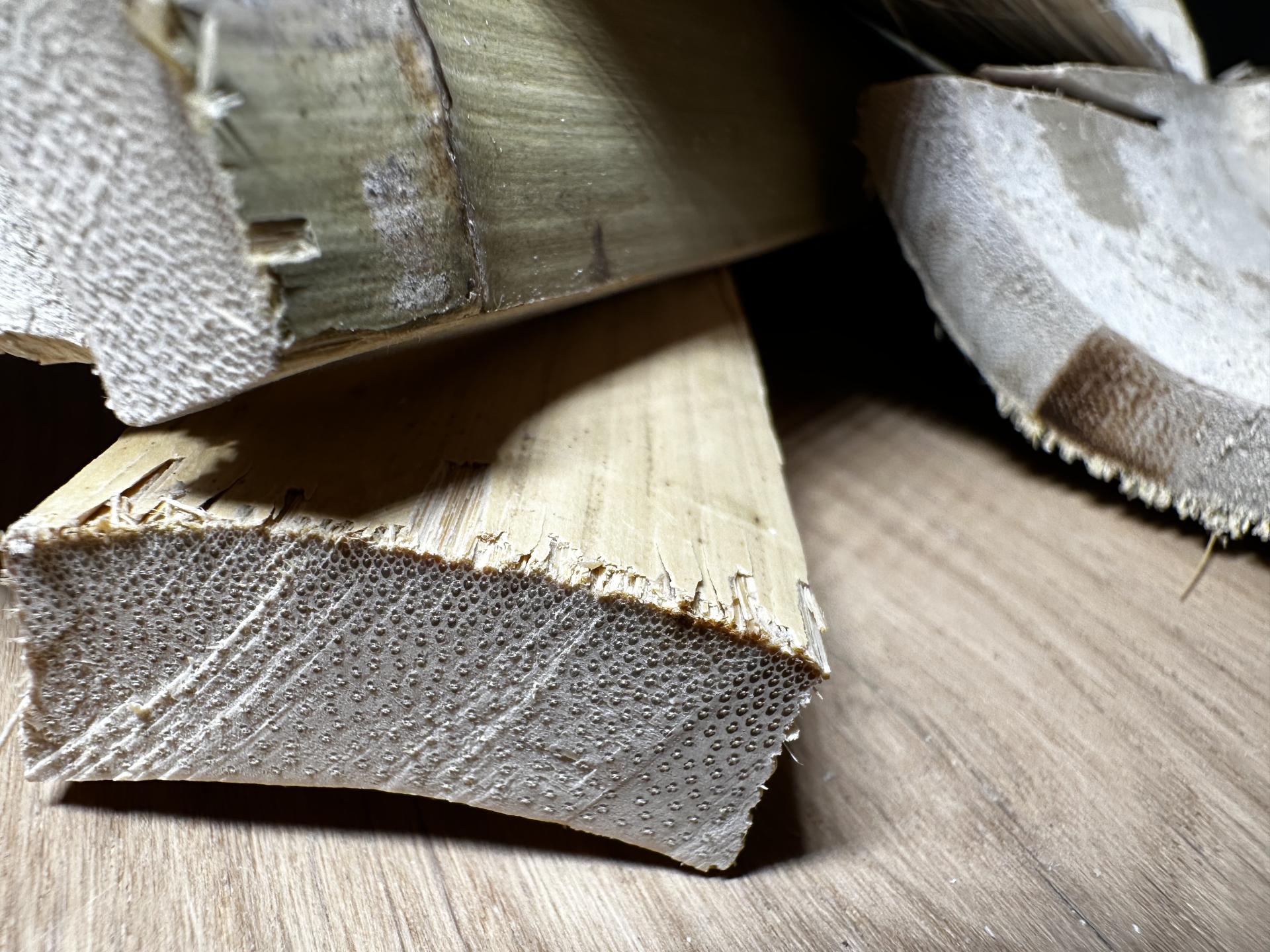 Close-up of textured wooden planks highlighting biomaterials for sustainable, low-carbon construction in 2025.