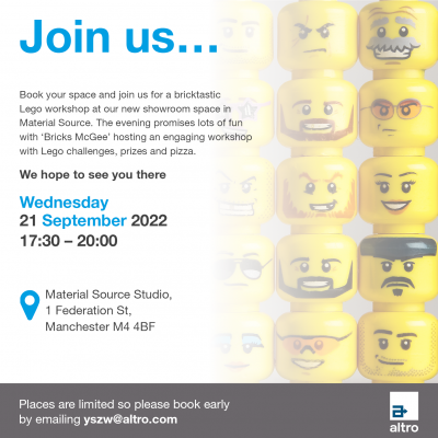 Lego workshop with pizza and prizes - hosted by Altro